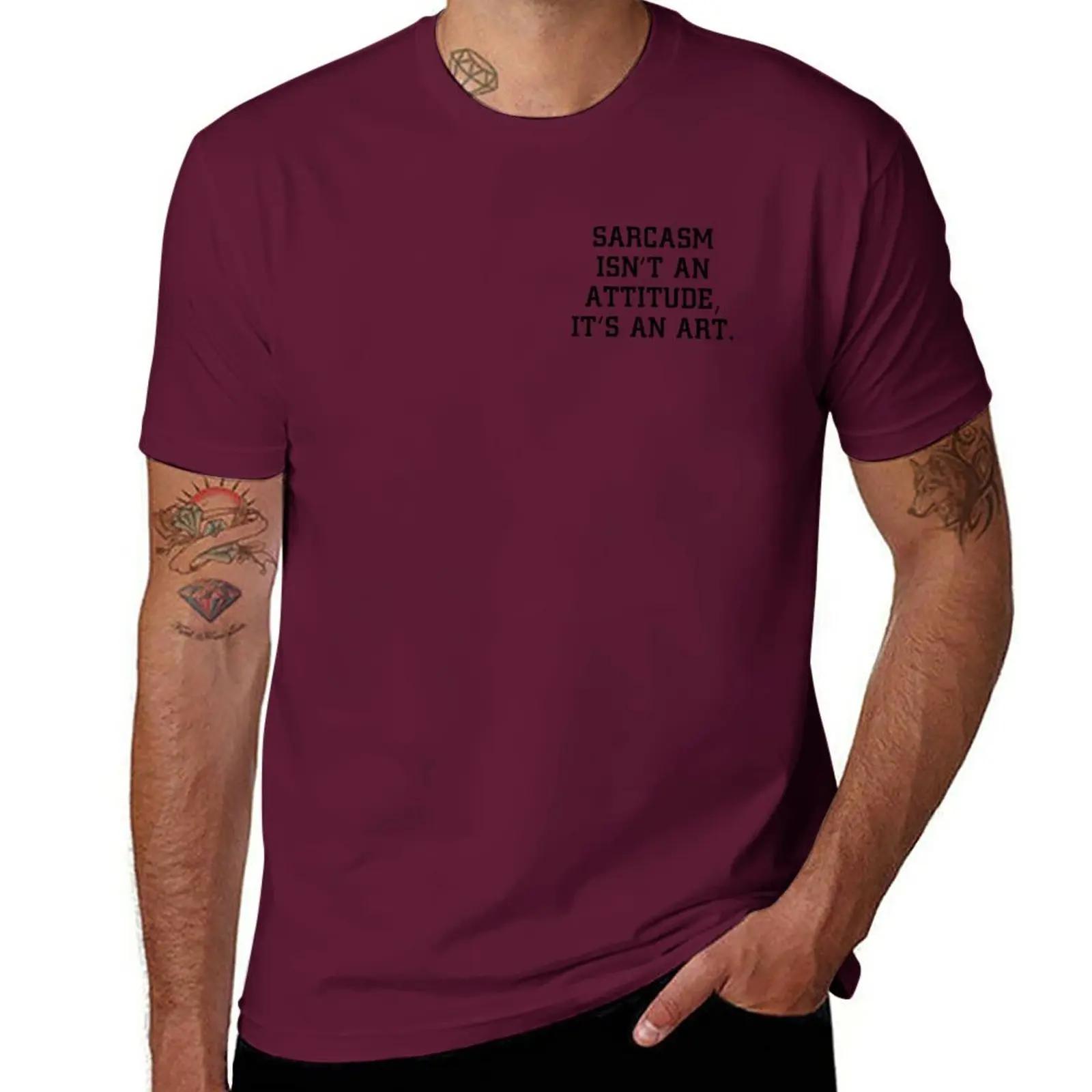 신상 Sarcasm Int An Attitude 티셔츠, 빠른 건조 티셔츠, 심미적 의류, 남성 키 큰 티셔츠